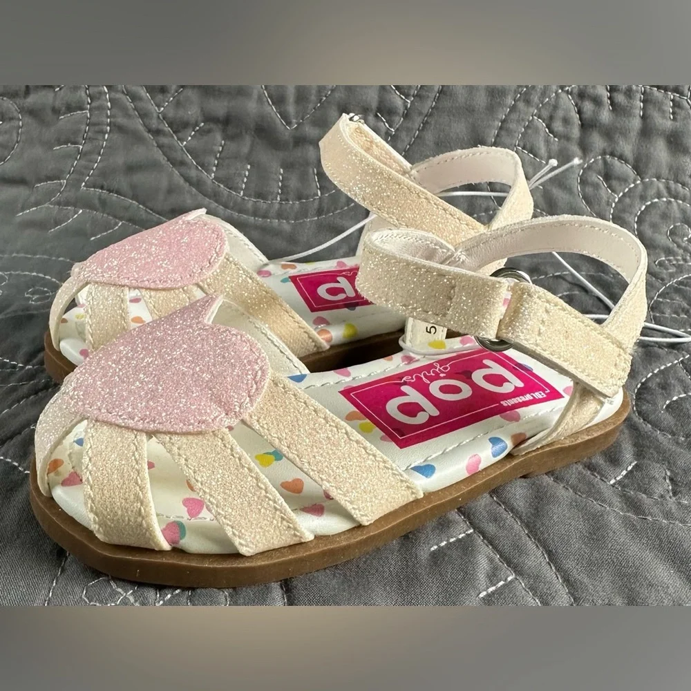 POP Toddler Girls Lil Yoselin White Pink Flat Sandals NWT Toddler Girls 5